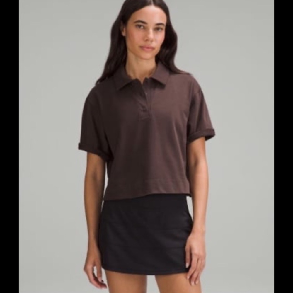 Heavyweight Cotton Short-Sleeve Polo Shirt T-Shirt in Espresso